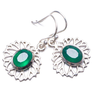 StarGems  Natural Chrysoprase Handmade Unique 925 Sterling Silver Earrings 1.25" Y3155