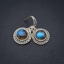 StarGems  Natural Labradorite Handmade 925 Sterling Silver Earrings 1.25" F5790