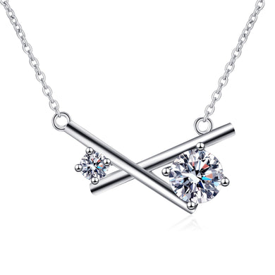 StarGems® Minimalist Cross 1.15ct Moissanite 925 Silver Platinum Plated Necklace 40+5cm NX011