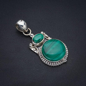 StarGems® Natural Malachite Handmade 925 Sterling Silver Pendant 1.5" F3695