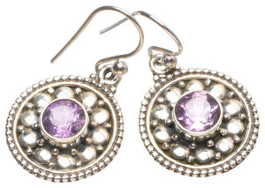 StarGems® Natural Amethyst Handmade Boho 925 Sterling Silver Earrings 1" T4474