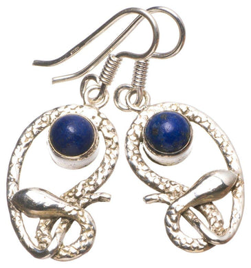StarGems® Natural Lapis Lazuli Snake Handmade Mexican Snake Shape 925 Sterling Silver Earrings 1 1/2