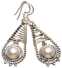 StarGems  Natural River Pearl Handmade Vintage 925 Sterling Silver Earrings 1 3/4" T4645