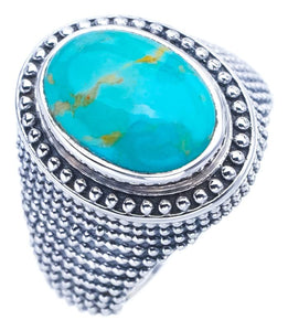 StarGems® Natural Turquoise Handmade 925 Sterling Silver Ring 8.25 F0301