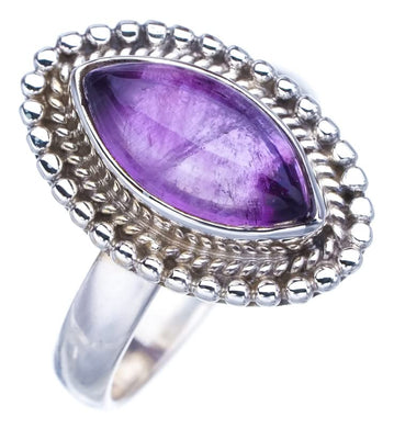 StarGems  Natural Amethyst Handmade 925 Sterling Silver Ring 8 F2841