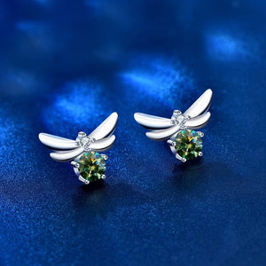 StarGems  0.5ct Green Moissanite 925 Silver Platinum Plated Honeybee Stud B4641