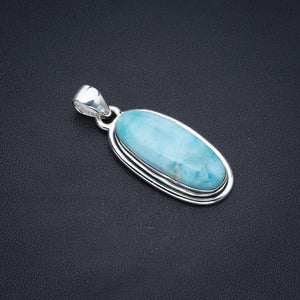 StarGems® Natural Larimar Handmade 925 Sterling Silver Pendant 1.5" F3358