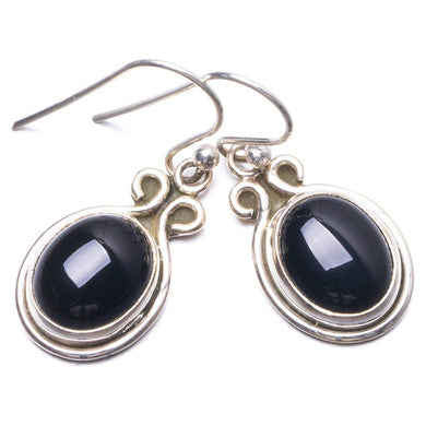 StarGems® Natural Black Onyx Handmade Unique 925 Sterling Silver Earrings 1.25