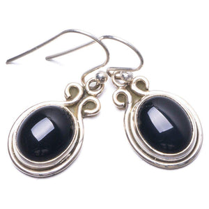 StarGems® Natural Black Onyx Handmade Unique 925 Sterling Silver Earrings 1.25" Y3045