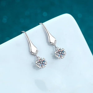 StarGems® V-Shaped 1ct×2 Moissanite 925 Silver Platinum Plated Dangle Earrings EX110