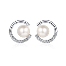 StarGems® 7mm AAAA Pearls&'C'-Shape 0.132cttw Moissanite 925 Silver Platinum Plated Stud Earrings EX081