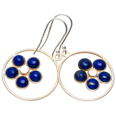 StarGems® Natural Lapis Lazuli Handmade Unique 925 Sterling Silver Earrings 1.75