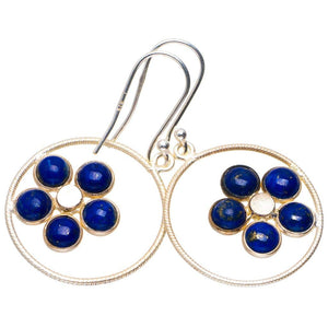 StarGems® Natural Lapis Lazuli Handmade Unique 925 Sterling Silver Earrings 1.75" A2554