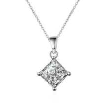 StarGems® Four Prong Princess Cut 1ct Moissanite 925 Silver Platinum Plated Necklace 40+5cm NX122