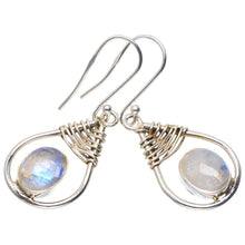 StarGems  Natural Rainbow Moonstone Handmade Unique 925 Sterling Silver Earrings 1.5" A2545