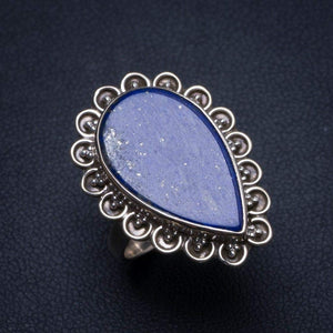 StarGems  Natural Lapis Lazuli Handmade Boho 925 Sterling Silver Ring, US Size 7.75 T6995