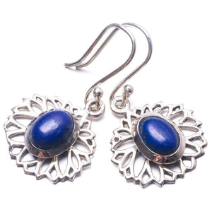 StarGems® Natural Lapis Lazuli Handmade Unique 925 Sterling Silver Earrings 1.25" Y3749