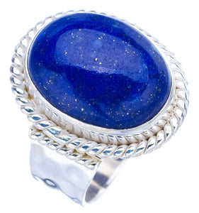 StarGems  Natural Lapis Lazuli Hammered Handmade 925 Sterling Silver Ring 5.75 F1822