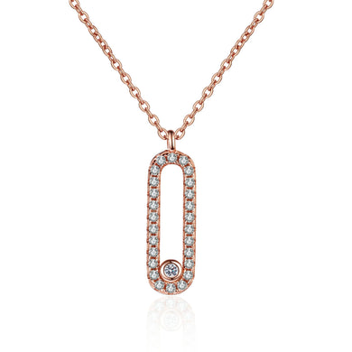 StarGems® Rose Gold Minimalist 0.28cttw Moissanite 925 Silver Platinum Plated Necklace 40+5cm NX028