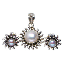 StarGems  Natural River Pearl Handmade Unique 925 Sterling Silver Jewelry Set Pendant 1.25" Stud 0.75" A3655