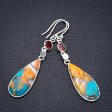 StarGems® Natural Copper Chalcedony GarnetHandmade 925 Sterling Silver Earrings 2.25" F5547