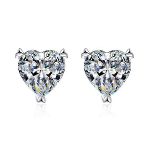 StarGems  0.5ct Moissanite 925 Silver Platinum Plated Heart-shape Stud B4675