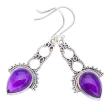 StarGems  Natural Amethyst Punk Style 925 Sterling Silver Earrings 1 3/4" S1365