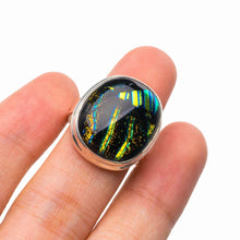 StarGems® Natural Rainbow Dichroic Glass Handmade 925 Sterling Silver Ring 4.5 D5234