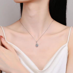 StarGems® Hollow-Out Teardrop 0.3ct Moissanite 925 Silver Platinum Plated Necklace 40+5cm NX095