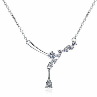 StarGems® Teardrop 0.85cttw Moissanite 925 Silver Platinum Plated Necklace 40+5cm NX001