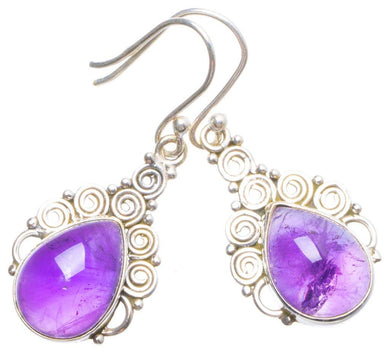 StarGems  Natural Amethyst Handmade Unique 925 Sterling Silver Earrings 1.5