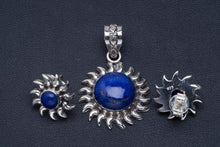 StarGems  Natural Lapis Lazuli Handmade Unique 925 Sterling Silver Jewelry Set Pendant 1.5" Studs 0.5" A3774