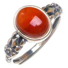 StarGems  Natural Nanjiang Red Agate Opening Concise Handmade 925 Sterling Silver Ring 6.75 D1016