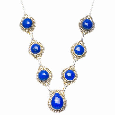 StarGems® Natural Lapis Lazuli Handmade Unique 925 Sterling Silver Necklace 18+2