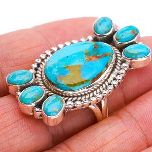 StarGems® Natural Turquoise Handmade 925 Sterling Silver Ring 7.75 F0475