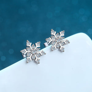 StarGems® Snowflakes 0.72cttw Moissanite 925 Silver Platinum Plated Stud Earrings EX000