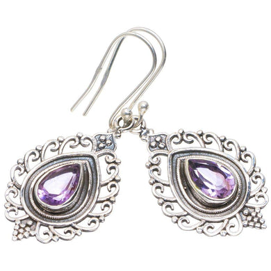 StarGems  Natural Amethyst Handmade Unique 925 Sterling Silver Earrings 1.75