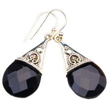 StarGems  Natural Black Onyx Handmade 925 Sterling Silver Earrings 1.75" D3804