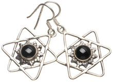 StarGems® Natural Black Onyx Handmade Unique Fivestar Shape 925 Sterling Silver Earrings 1 1/2" T3303