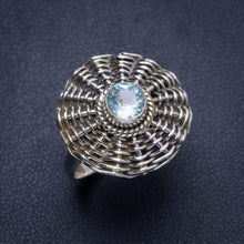 StarGems  Natural Blue Topaz Handmade Unique 925 Sterling Silver Ring 6.75 Y4238