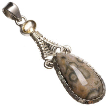 StarGems® Natural Ocean Jasper and Citrine Handmade Boho 925 Sterling Silver Pendant 2" T0449