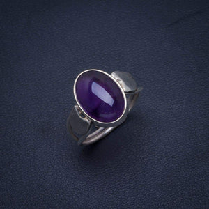 StarGems  Natural Amethyst Handmade Unique 925 Sterling Silver Ring 7.75 B4202