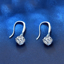 StarGems 1ct Moissanite 925 Silver Platinum Plated&Zirconia Four-Prong Classical Drop Earrings B4648