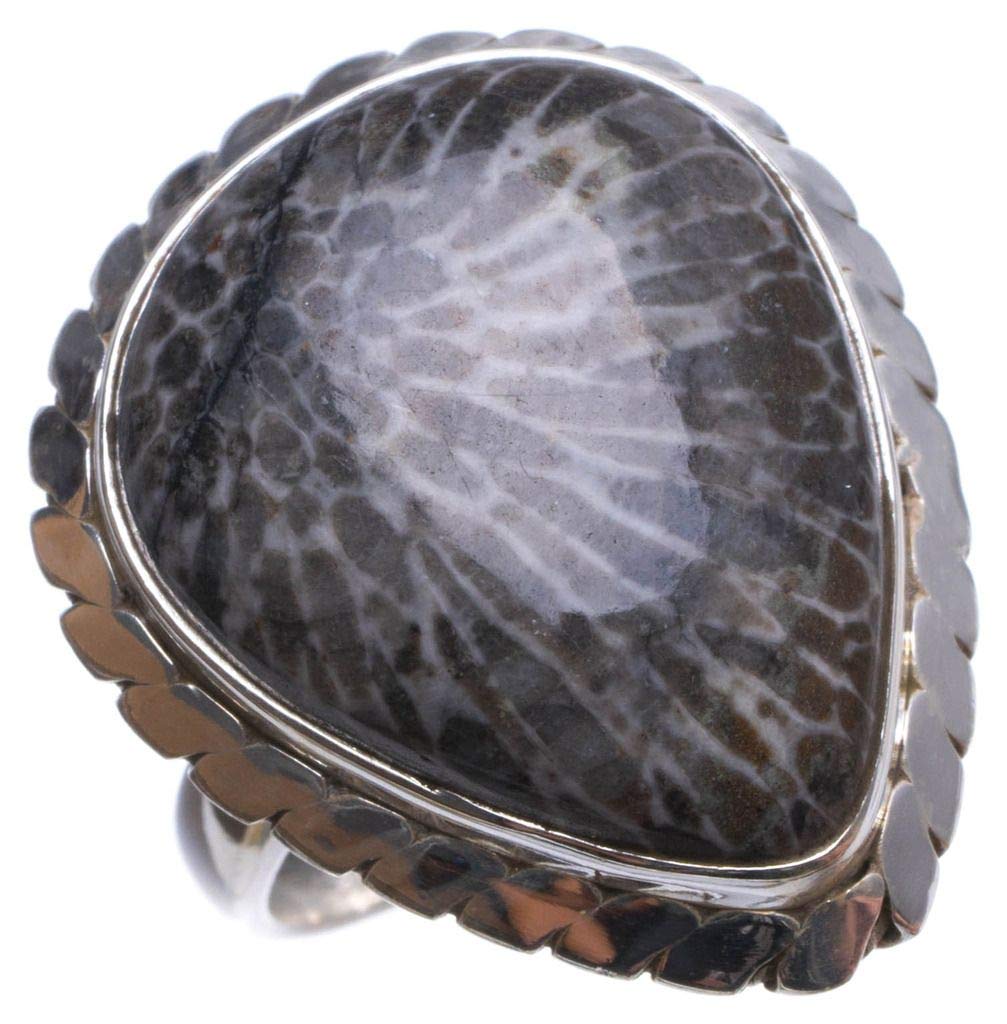 StarGems  Natural Septarian Geode Handmade Boho 925 Sterling Silver Ring, US Size 6 T7074