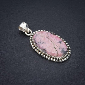 StarGems  Natural Rhodonite Handmade 925 Sterling Silver Pendant 1.75" F3582