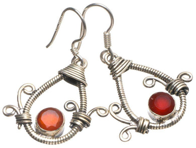 StarGems® Natural Carnelian Handmade Vintage 925 Sterling Silver Earrings 1 1/2