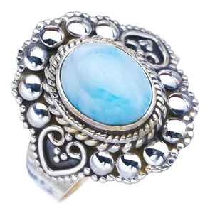 StarGems  Natural Larimar Handmade 925 Sterling Silver Ring 7.25 F2785