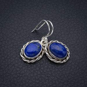 StarGems® Natural Lapis Lazuli Handmade 925 Sterling Silver Earrings 1.25" F5657