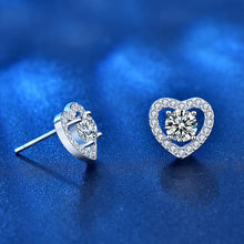 StarGems  0.5ct Moissanite 925 Silver Platinum Plated Zirconia Surrounded Heart-shape Stud B4645