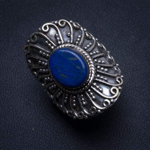 StarGems  Natural Lapis Lazuli Handmade Indian 925 Sterling Silver Ring, US Size 8 T6427